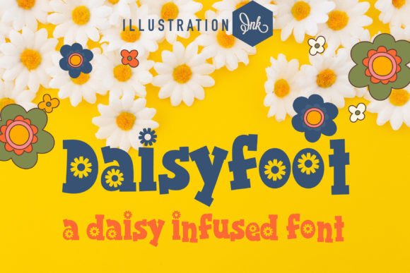 Daisyfoot: A Bold Serif Display Font with Daisy Silhouettes